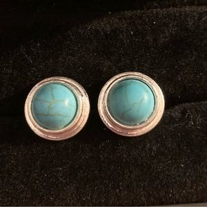 “HOWLITE” Silver Earrings                      (Like Turquoise)  NWOT